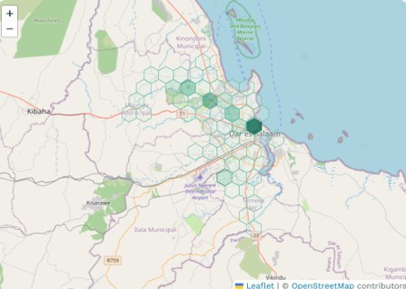Live driver density map, Dar es Salaam
